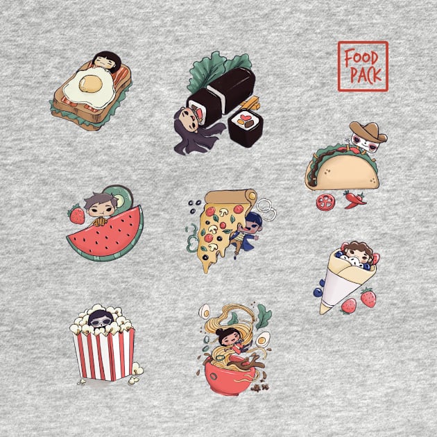 Cute Food sticker Pack 1 - Large Sticker by shopfindingbeni